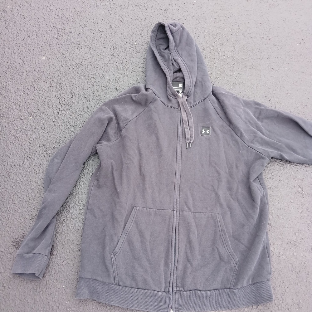 Under Armour Hoodie Mens XL Gray Full Zip Fleece Sweatshirt Logo Athletic